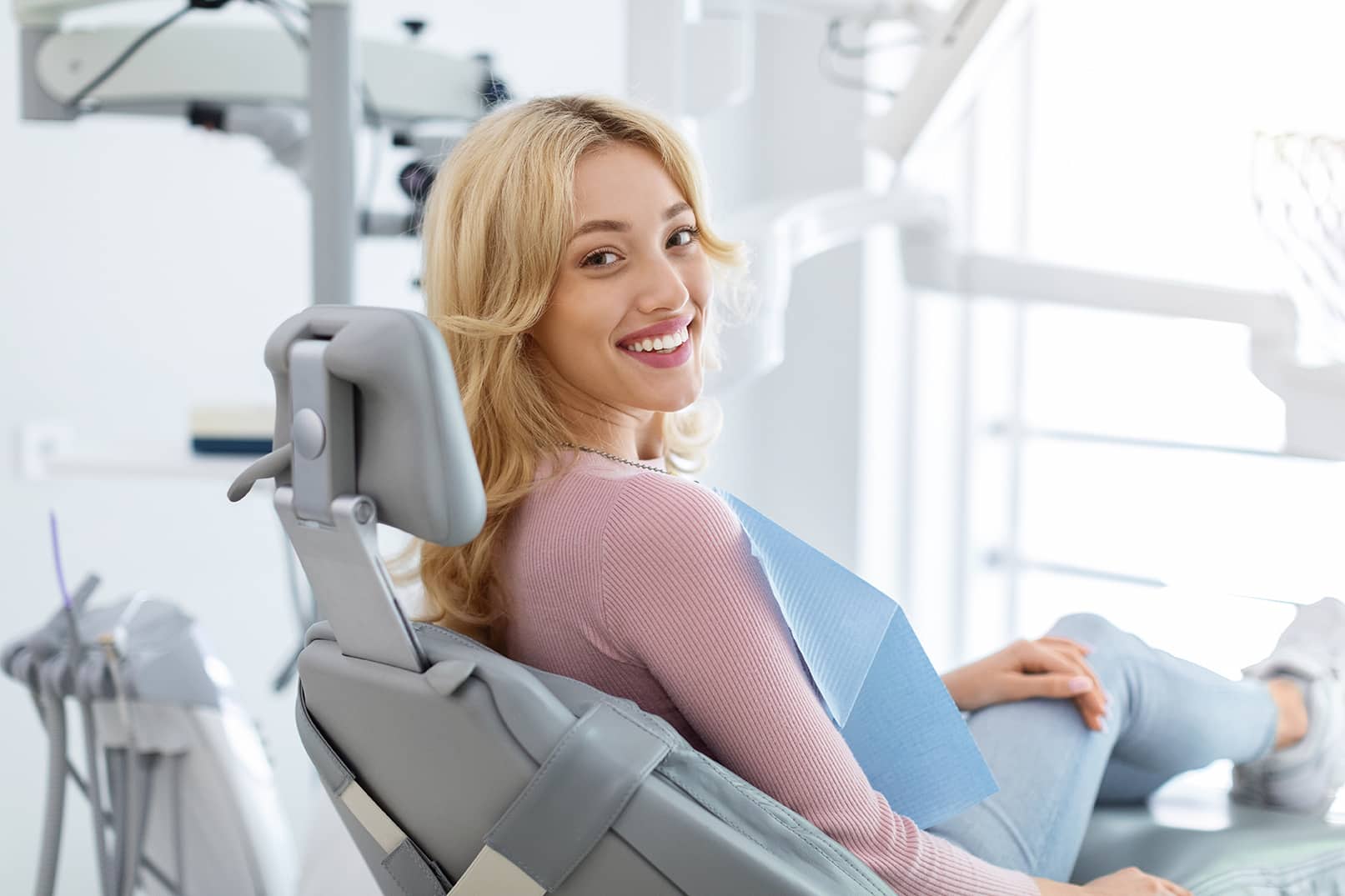 woman during cavity filling appointment at kelly family dentistry