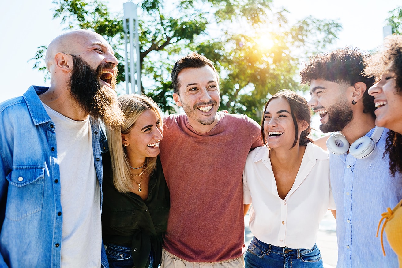 group of people laughing outside in franklin tn