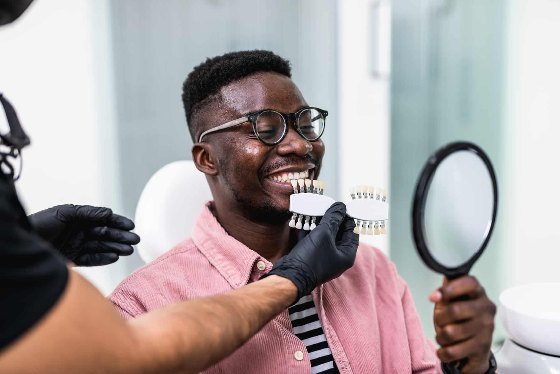 Man at his dental veneers appointment with Dr. Kelly in Franklin